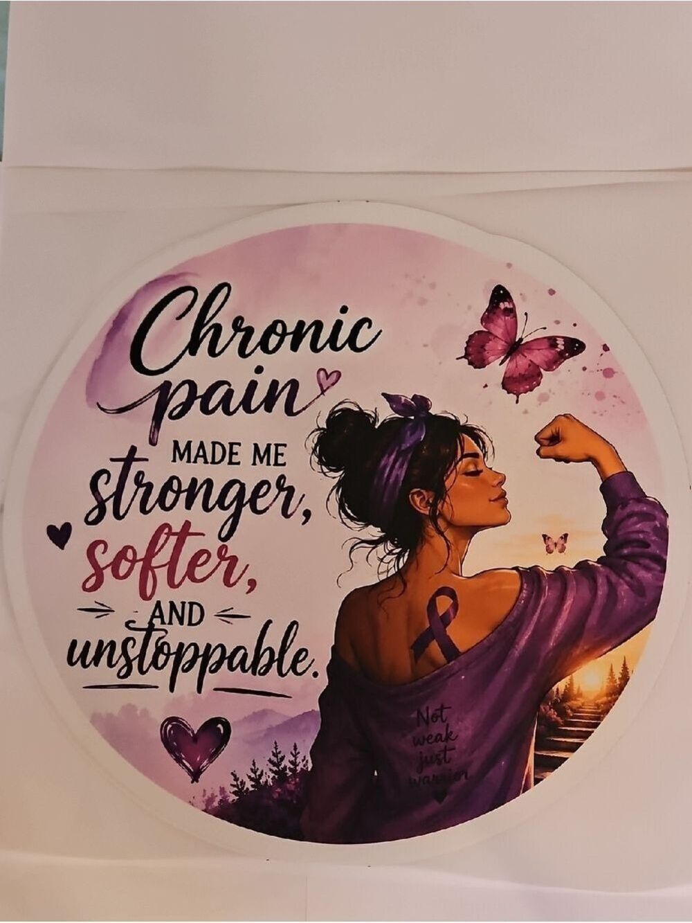 Chronic Pain Warrior DTF Transfer Iron On Applique Purple Butterfly Patch 10x10 - Picture 6 of 17